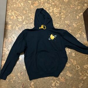 Black Hoodie with Yellow Duck Planet Design Quackity MCYT Merch